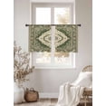 thumbnail image 4 of Green Boho Semi Sheer Curtains 54 Inch Length 2 Panels Set, Chic Traditional Antique Geometric Rustic Sheer Kitchen Curtain Privacy Voile Window Curtain for Living Room Bedroom Rod Pocket Drapes, 4 of 7