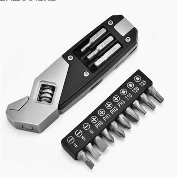 13 In 1 Mini Wrench Multi-Function Adjustable Wrench Portable Screwdriver 13 Bits Knife Stainless Steel Outdoor Home DIY Hand Tools