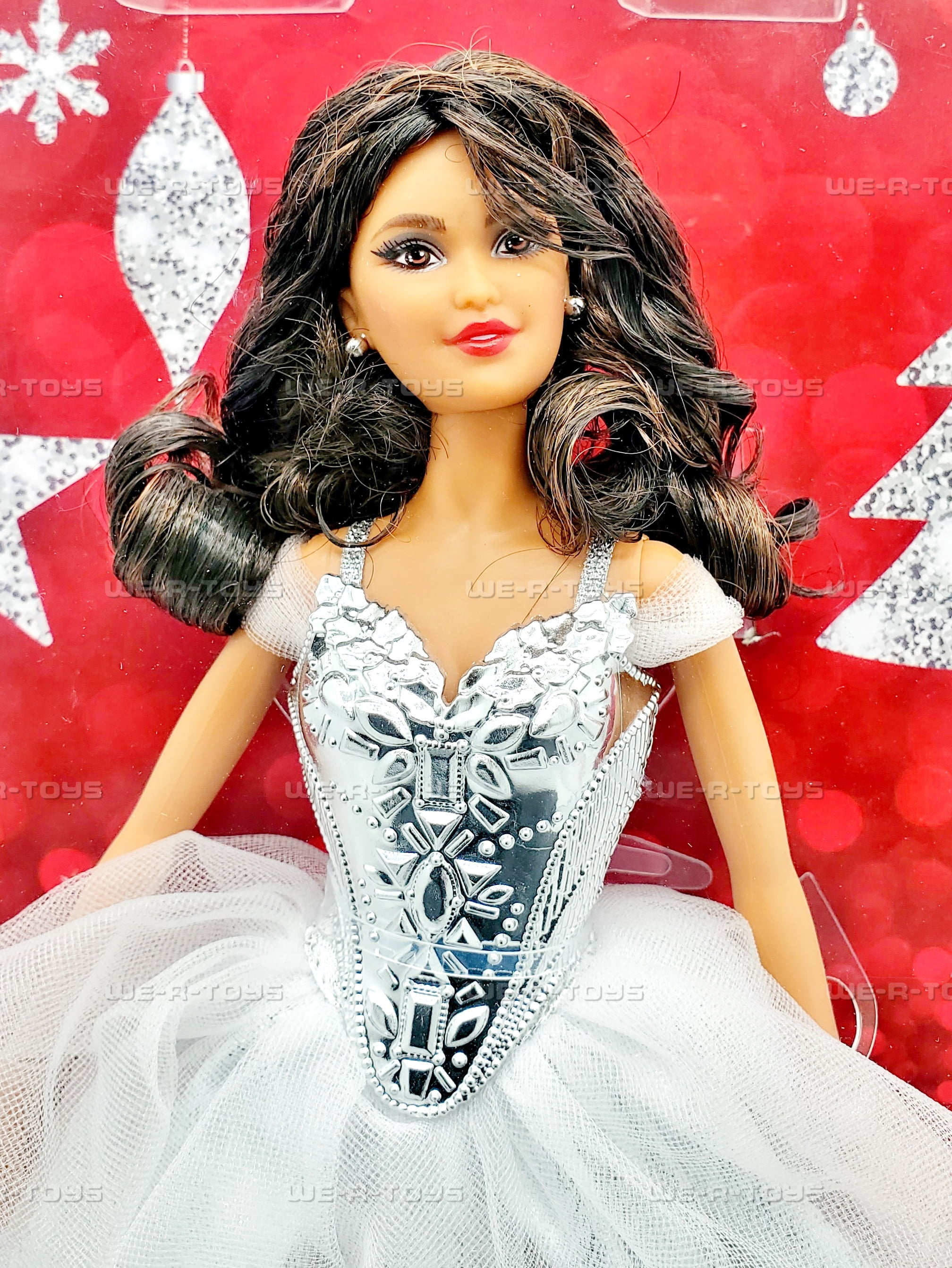 Barbie Signature 2021 Holiday Doll (12-inch, Blonde Wavy Hair) in Silver Gown, with Doll Stand and Certificate of Authenticity, Gift for 6 Year Olds a