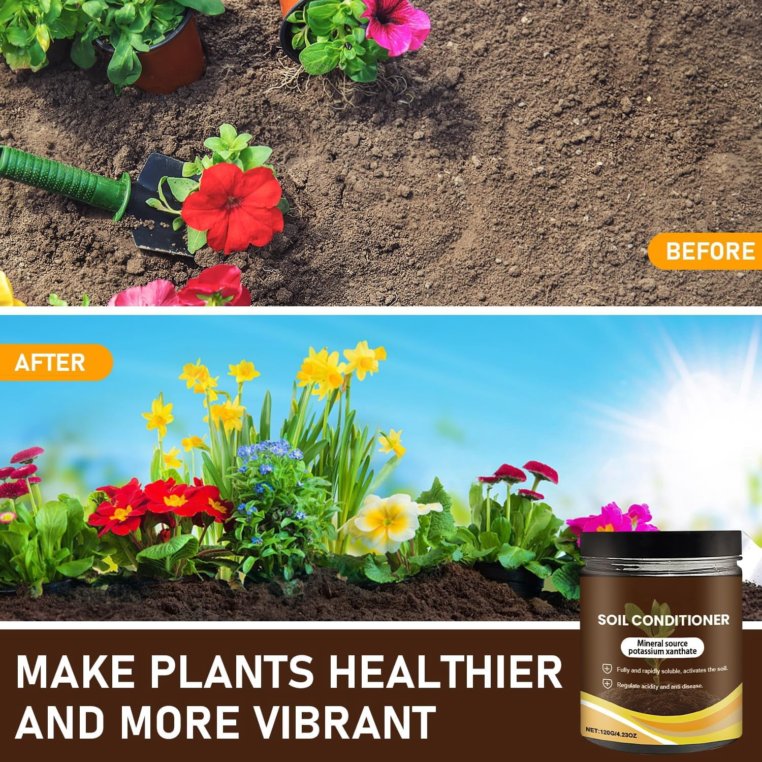2PCS Soil Activators, Organic Soil Activators and Plant Fertilizers, Garden Beds for Cultivation, Potting Mix and Seedling Compost, Promoting Plant Rooting 60g
