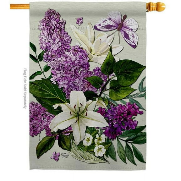 Ornament Collection H190164-BO 28 x 40 in. Purple Bouquet Garden Floral House Flag with Double-Sided Decorative Vertical Flags