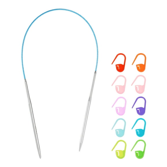 Uxcell Knitting Needles Size US 5(3.75mm) Circular Needle 16 Inch(40cm) Round Metal Stainless Steel Needle for Handmade Projects DIY Knitting