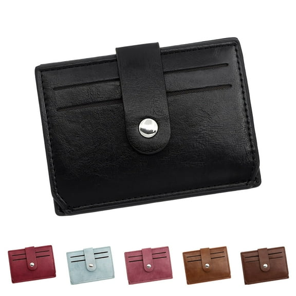 Modstep Small Wallet for Women Soft Leather Bifold Compact Card Holder Purses for Men Slim Pocket with ID Window Black