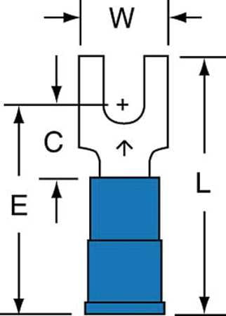 3M MV14-8FBK Fork Terminal, Blue, 16 to 14 AWG, PK1000 by 3M