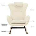 thumbnail image 7 of EBQOSK Rocking Chair Nursery, Teddy Upholstered Rocker Glider Chair with High Backrest, Adjustable Headrest & Pocket, Comfy Glider Chair for Nursery, Bedroom, Living Room, offices, Rubber wood Beige, 7 of 7