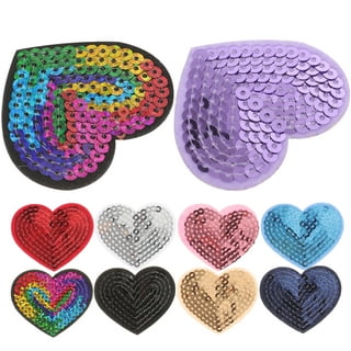 10pcs Big Red Patch Iron On Sequined Heart Patches DIY Stickers