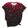 thumbnail image 4 of PNTUTB Valentine's Day Fashion Women's Heart Print Casual Loose Comfortable Crew Neck Short Sleeve T Shirt, 4 of 6