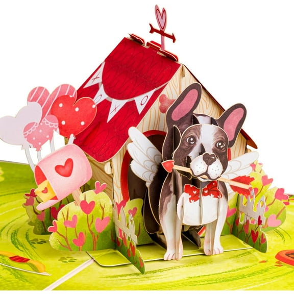 Pup's Love Cabin Pop Up Card, with Keepsake - 5"x7"