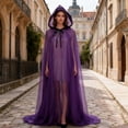 thumbnail image 3 of Hooded Cloak Adult Sheer Cape Witch Queen Cosplay Costume for Halloween Christmas Special Festivals Renaissance, 3 of 7