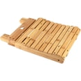 thumbnail image 3 of Natural Bamboo Wood Folding Stool, Stable &amp; Durable Shower Foot Rest For Indoor &amp; Outdoor Use, Compact And Foldable Design For Space Saving, 3 of 5