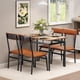 thumbnail image 1 of 5-piece dining mesa set: brown wood kitchen mesa con 4 pu-forrado brown sillas y space-saving metal frame para dining room, 1 of 8