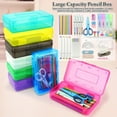 thumbnail image 5 of Plastic Pencil Box, Large Capacity Clear Pencil Case, 1 Pack Hard Pencil Case, Clear Crayon Box with Snap-tight Lid Stackable Design, Plastic Storage Box for Office Supplies, Transparent, 5 of 9