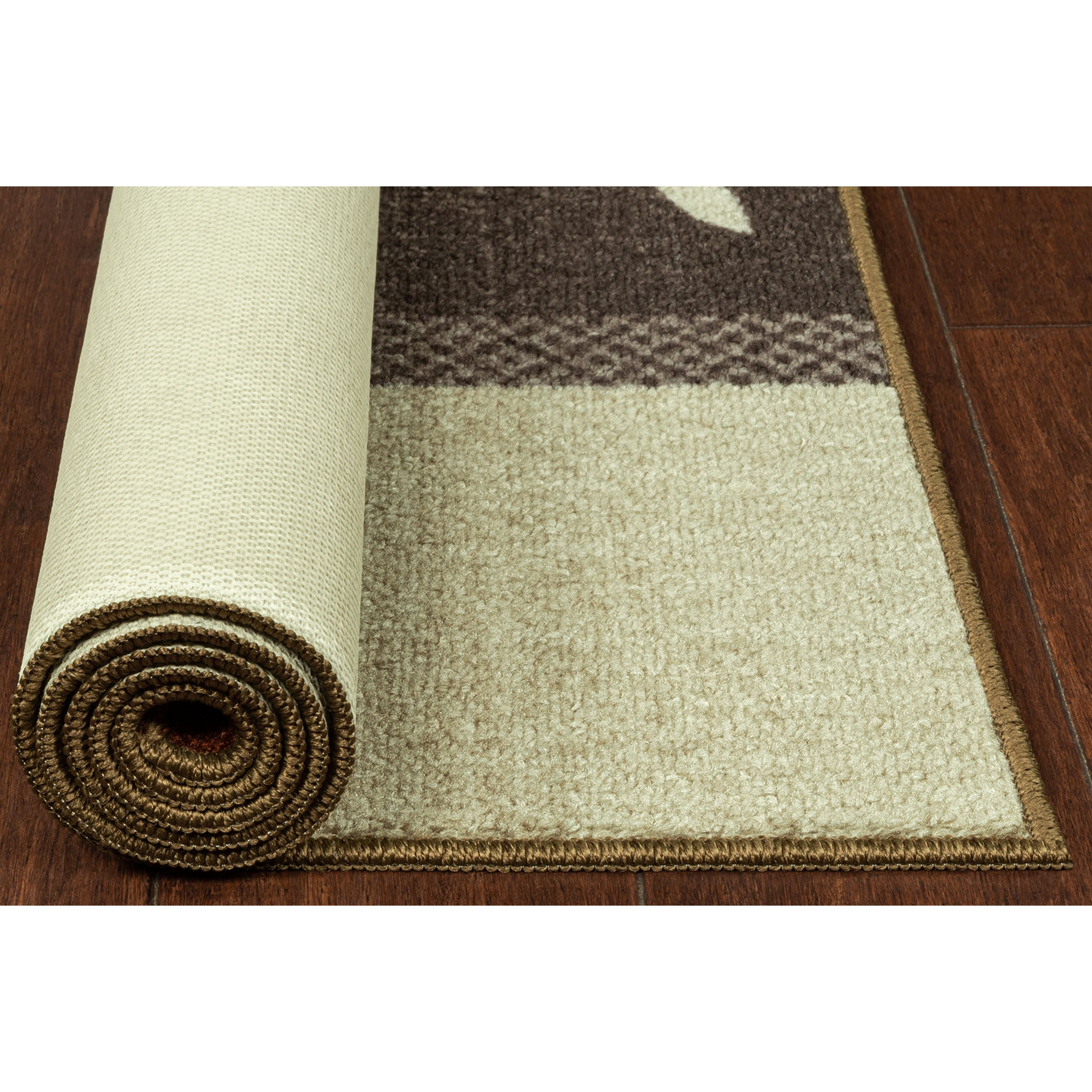 Mainstays Leaf Block Indoor Area Rug, Rust Brown, 4 ft x 5 ft 4 in