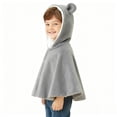 thumbnail image 6 of Fewfanhot Kids Cute BearEar Fleece Hooded Poncho, Button Front Warm Kids Cape Wrap for Daily Outdoor, 6 of 6