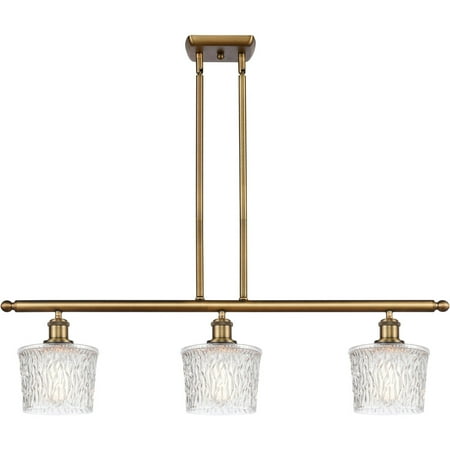 

Brushed Brass Tone Island Lighting 36 Wide Clear Glass Steel/Cast Brass Medium Base LED 3 Light Fixture