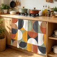 thumbnail image 6 of Orange Modern Geometric Cabinet Curtain 35"Wx35"L,Dustproof Under Sink Skirt with Self Adhesive Tape,Abstract Watercolor Semicircle Cabinet Curtain Cover for Kitchen Sink,Bathroom Vanity,Laundry Room, 6 of 9