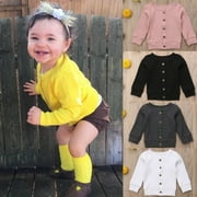 Vêtements d'extérieur en tricot de couleur unie pour bébé fille garçon