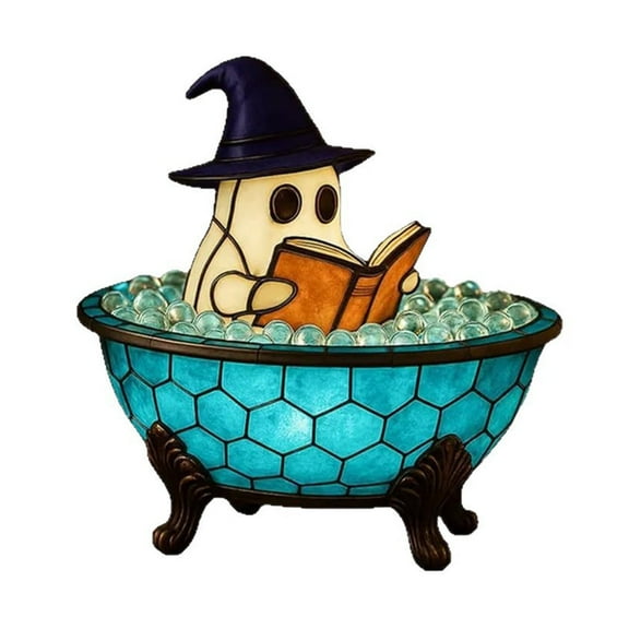 Halloween Ghost Bubble Bath Lamp, Cute Bathtub Ghost Night Lights for Halloween Decor, Reading Books Nightlight, Halloween Decorations for Indoor Readers & Book Lover Desk Home Party