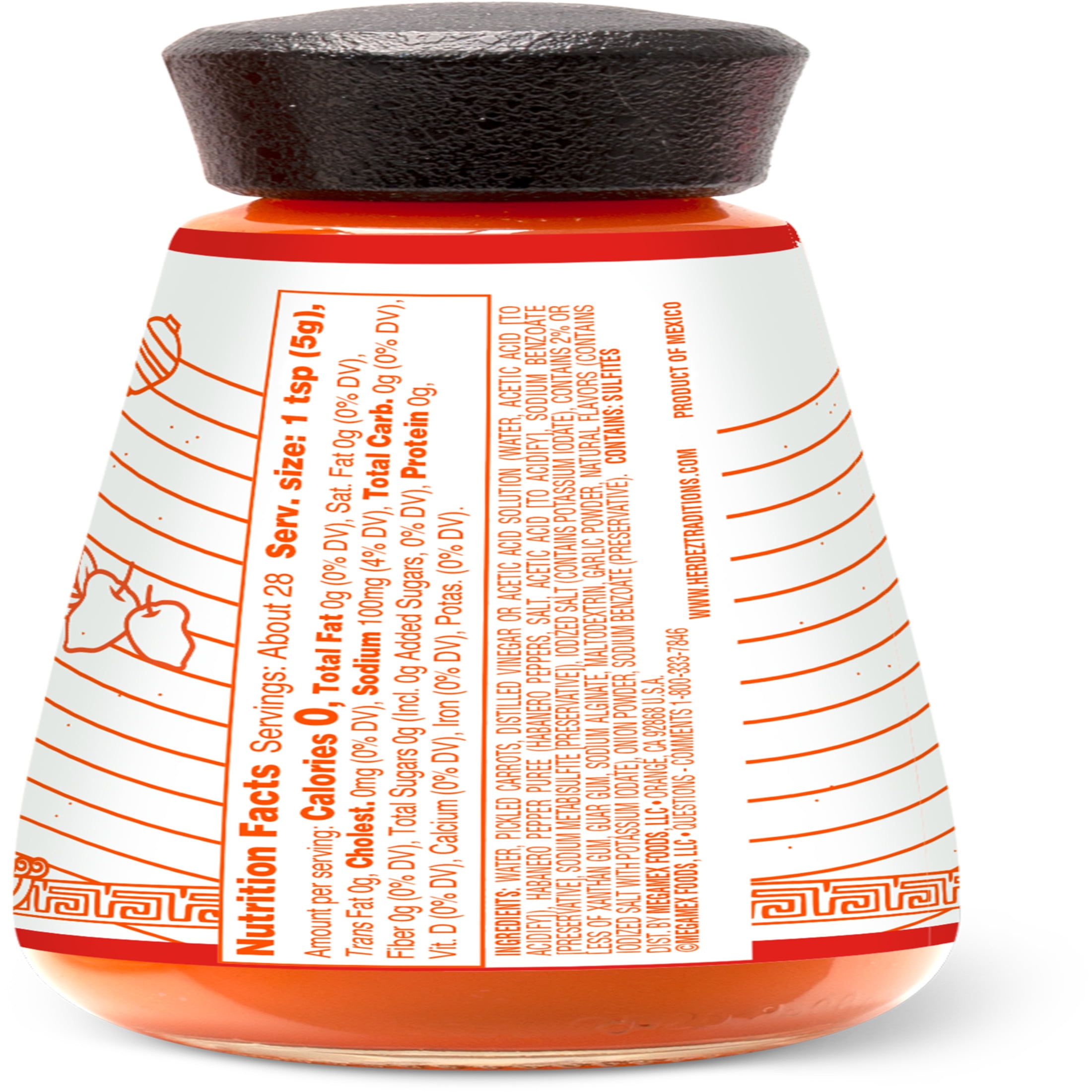 (4 pack) HERDEZ Habanero Hot Sauce, Shelf-Stable, 5 oz glass bottle