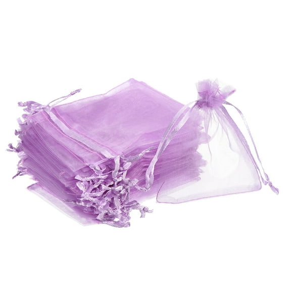 100pcs Organza Bags 3x4 Inch Drawstring Favor Pouches Mesh Bag Dark Purple