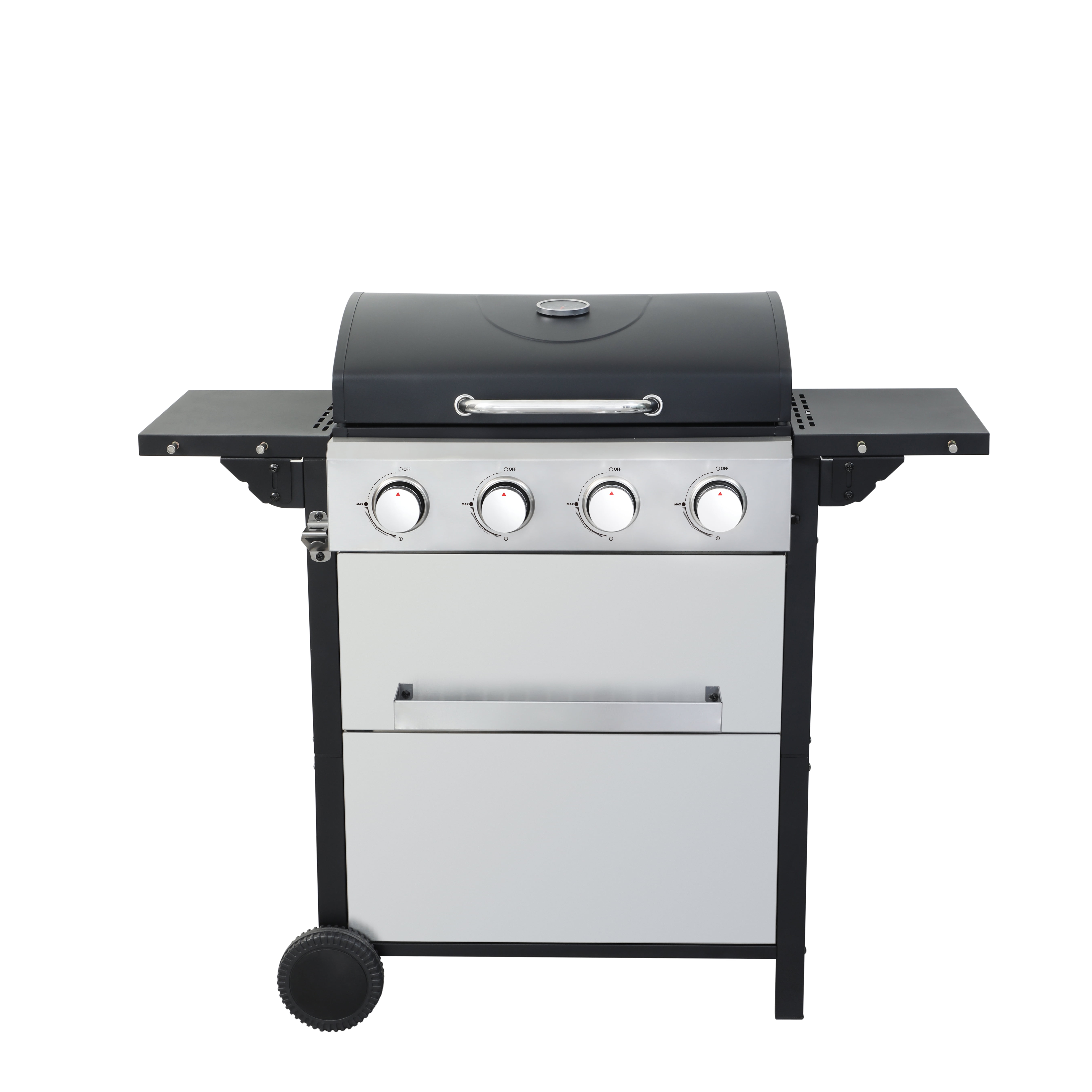 Enyopro 4 Burner Gas Grill, 37000 BTU Propane Gas Grill with 2 Universal Wheels, BBQ Grill for Outdoor Patio Camping