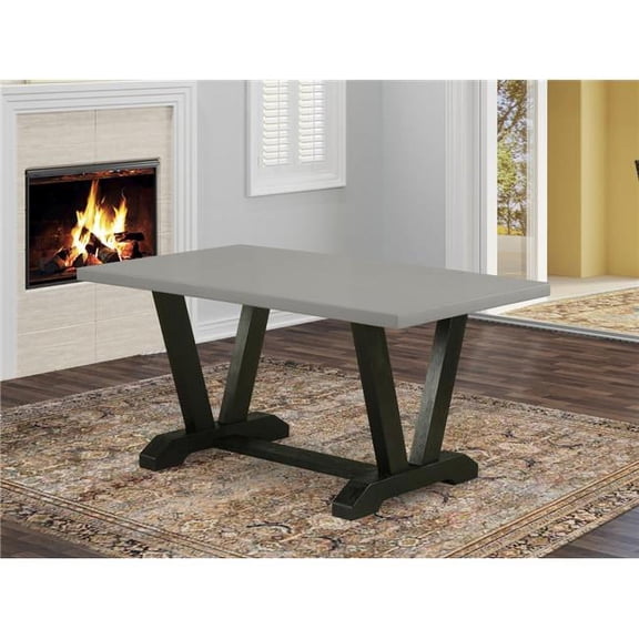 36 x 60 in. V-Style Dining Table with Wirebrushed Black Leg & Cement Top