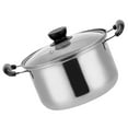 thumbnail image 2 of OUNONA Silver Stainless Steel Soup Pot with Lid for Home Cooking Heat-Resistant Design, 2 of 7
