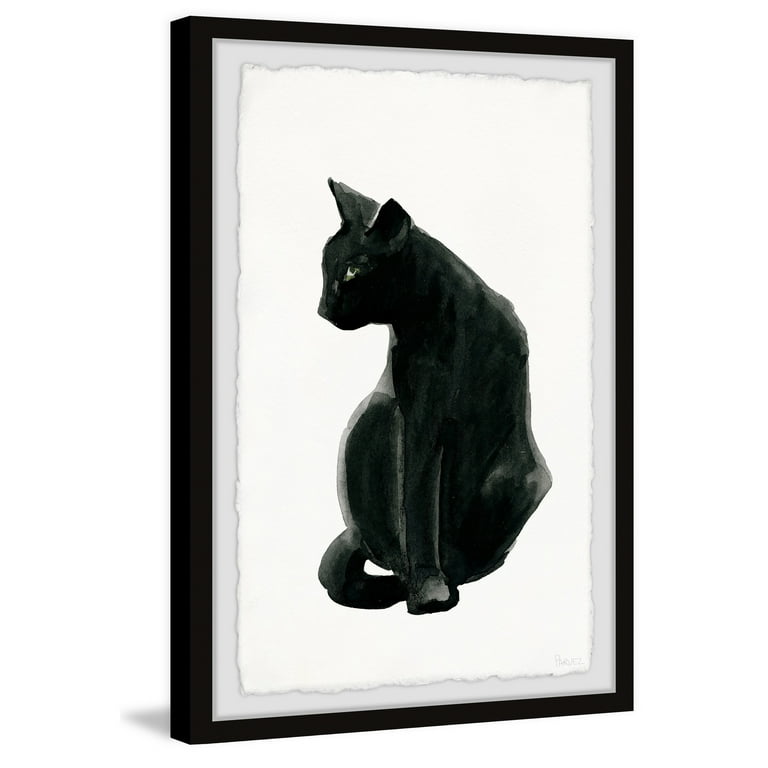 Parvez Taj Mysterious Black Cat Framed Wall Art - Walmart.com