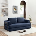 thumbnail image 4 of 79.5" Convertible Sofa Bed, Corduroy Folding Futon with Pillows, Boneless Sleeper for Living Room and Bedroom, Blue, 4 of 7