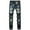 X-Blue#men ripped denim pants, variant on Vintage Ripped Frayed Skinny Jeans Stretchy Distressed Straight Leg Jeans,Young Mens Casual Going Out Streetwear