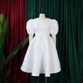 thumbnail image 3 of Women's Round Neck Puff Sleeve Midi Dresses Ruffle A-Line Summer Casual Dress, 3 of 8