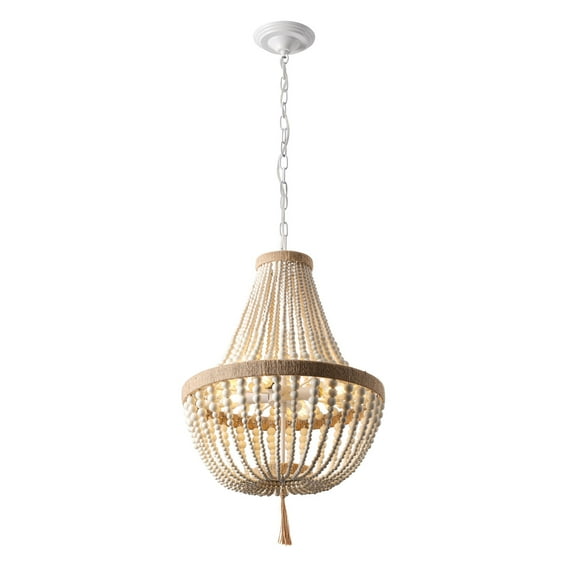 Aiwen Beads Beige Novelty Pendant Light Stylish Home Light Fixture Vintage Ceiling Lamp