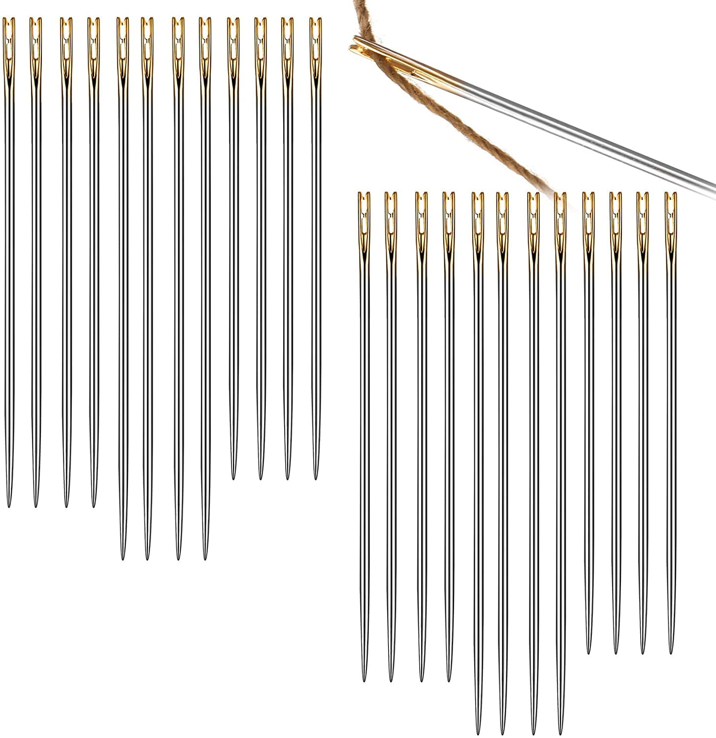 24 Pieces Easy Threading Needles Blind Needles SelfThreading Open