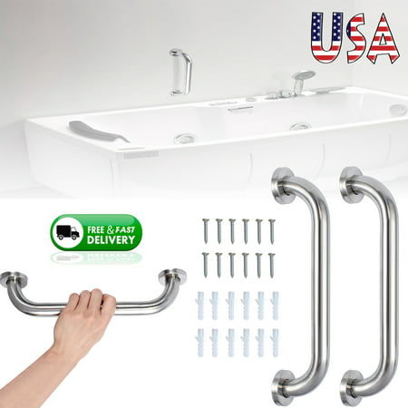 ESYNIC 2 PCS Heavy Duty Bathroom Disability Handle Hand Rail Grab Safety Bars Non-slip Stainless Steel Anti-Slip Shower Bath Grab Bar Wall Grip Handle Towel