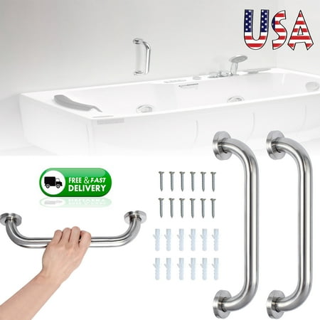 Hand Shower Rail - ESYNIC 2 PCS Heavy Duty Bathroom Disability Handle Hand Rail Grab Safety Bars Non-slip Stainless Steel Anti-Slip Shower Bath Grab Bar Wall Grip Handle Towel Rail