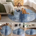 thumbnail image 5 of Blue Round Area Rug 3.3 FT, Non Slip Small Entryway Kitchen Mat, Retro Oil Painting Modern Abstract Art Aesthetics Washable Soft Circular Rug Non-Shedding Door Mat for Bathroom Playroom Kids Room, 5 of 9