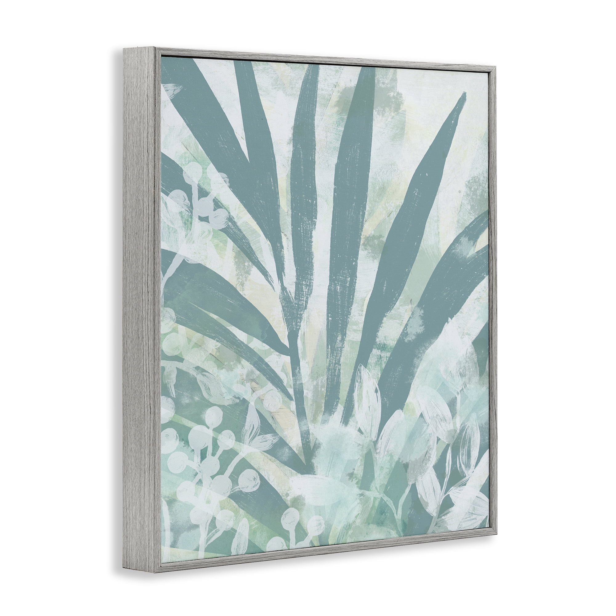 Stupell Industries Palm Frond Splatter Botanical & Floral Painting Gray Framed Art Print Wall Art, 11 x 14