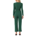 thumbnail image 3 of INSPIRAR CHIC Mono de Mujer con Cuello en V de Manga Larga, Cintura Ajustable, Pierna Ancha, Pantalones Largos, Mono Elegante de Punto, Talla M, Verde Oscuro, 3 of 5