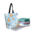 thumbnail image 2 of FORMRS Womens Canvas Tote Bag with Zipper Inner Pocket Shoulder Handbag, Blue Halloween Ghosts, 2 of 7