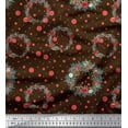 thumbnail image 1 of Soimoi Brun Poly Georgette Tissu Couronne & Points Tissu Imprimé 1 Yard 42 Inch Wide, 1 of 5
