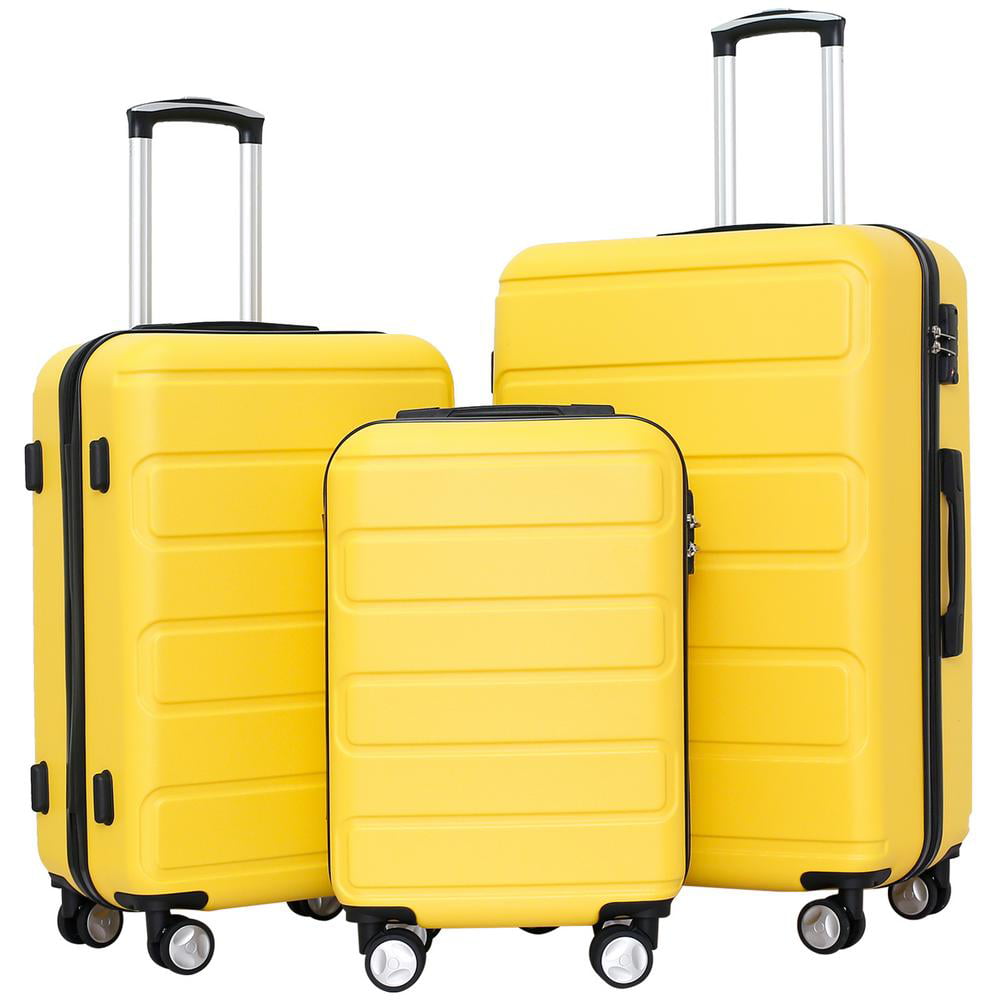 Kono Luggage Sets 3 Piece Lightweight 20/24/28 Inch Hard Shell ABS Travel Trolley Suitcase 55cm/67cm/76cm Beige