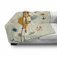 thumbnail image 3 of Cartoon Soft Flannel Fleece Throw Blanket, Animal with Floral Flowers Leaves Fish Detailed Frame, Cozy Plush for Indoor and Outdoor Use, 50" x 70", Almond Green Eggshell, by Ambesonne, 3 of 6