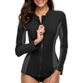 thumbnail image 4 of Charmo Women's Rash Guard UPF50+ SPF UV Protection Long Sleeve Swimsuit Tops Zip Front Swim Shirts Yoga Hiking Shirt Tops, 4 of 10