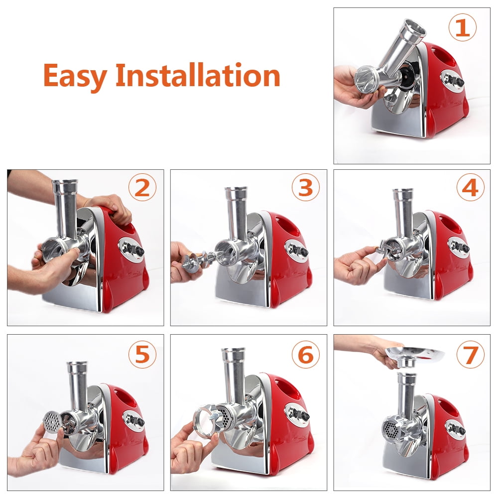 Lowestbest Electric Meat Grinder Sausage Maker with Handle, Red Lowestbest Electric Meat Grinder Sausage Maker with Handle, Red