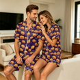 thumbnail image 3 of Women's Printed Halloween Pajama Set Ghost Pumpkin Print Short Sleeve Button Top Shorts Women Pjs Sets, 3 of 6