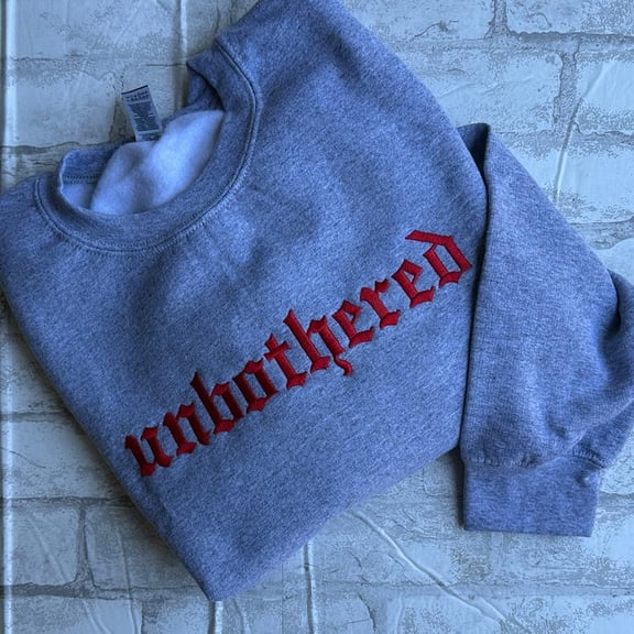 Unbothered Embroidered Crewneck Unisex Sweatshirt Casual Clothing