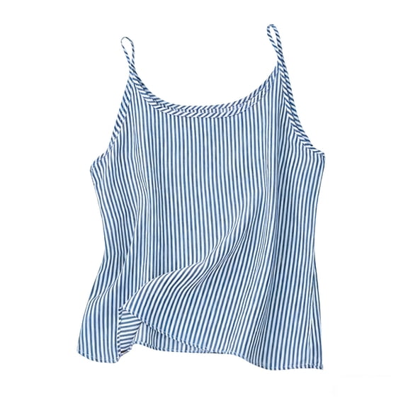 FAHXNVB Girls Striped Cotton Linen Tank Tops Spaghetti Strap Breathable Sleeveless Shirts Summer Beach Comfy Cute Tops 4-14 Years