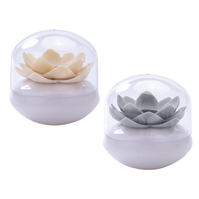 STRANDCHIC 2pcs Portable Travel Cotton Swab Holder Dustproof Plastic for Bedroom Beige
