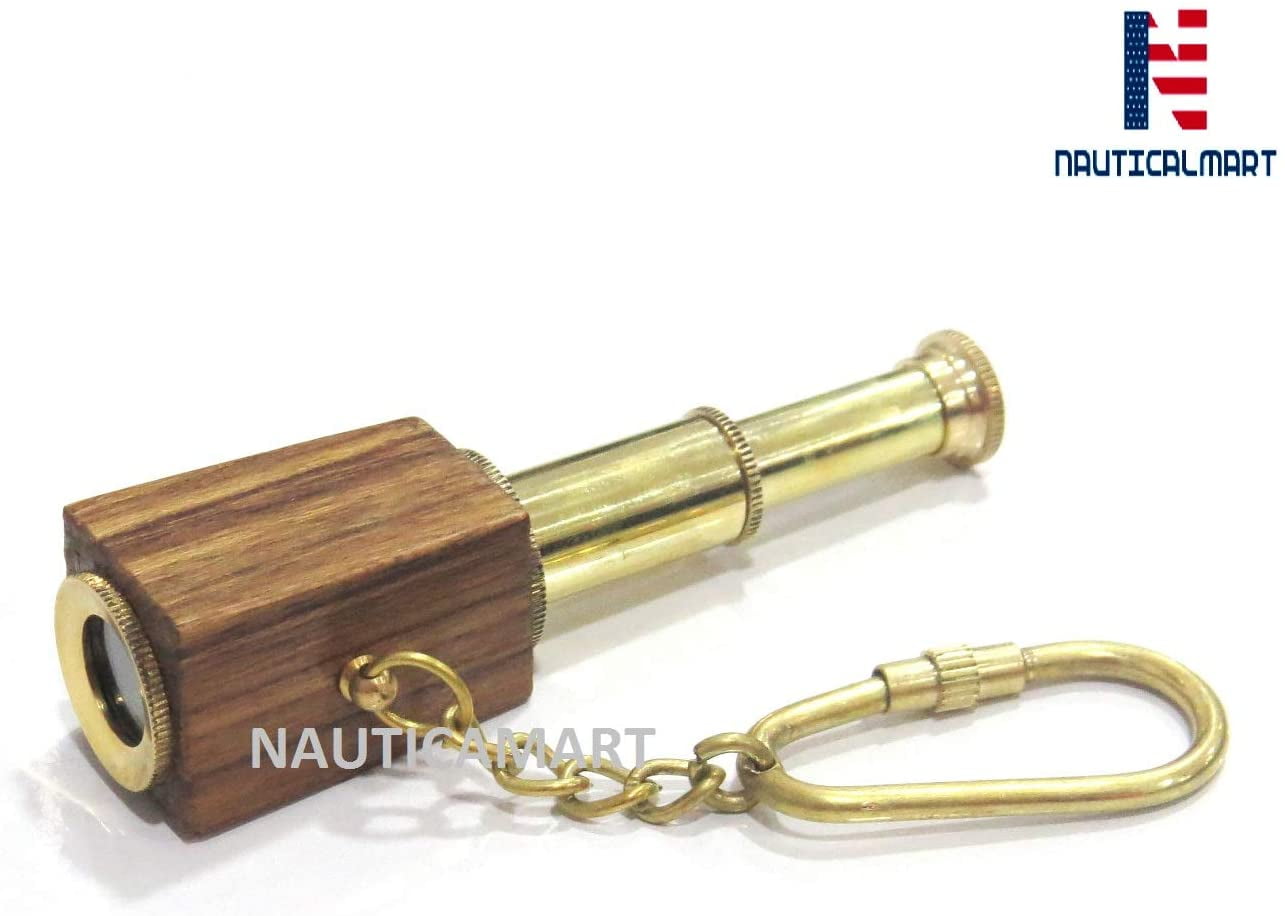 Antique Brass Nautical Key Chain Telescope Keyring Vintage Gift 
