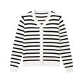 thumbnail image 7 of Karight Womens Striped Knit Cardigan Long Sleeve Scallop Trim Button Down Open Front Sweater, 7 of 7